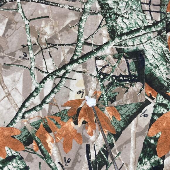 Vintage Fusion 3D Hunting Camo Shirt Cotton Short Sleeve Woodland Pocket Tee 90s - Picture 6 of 6